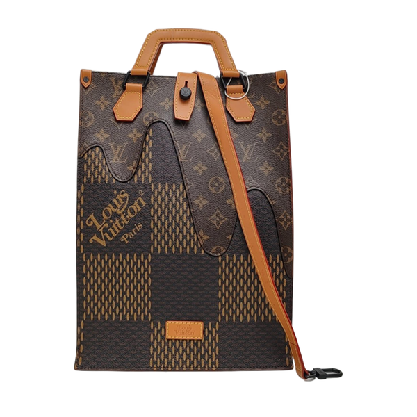 SAC PLAT Damier Ebene Coated Canvas Brown