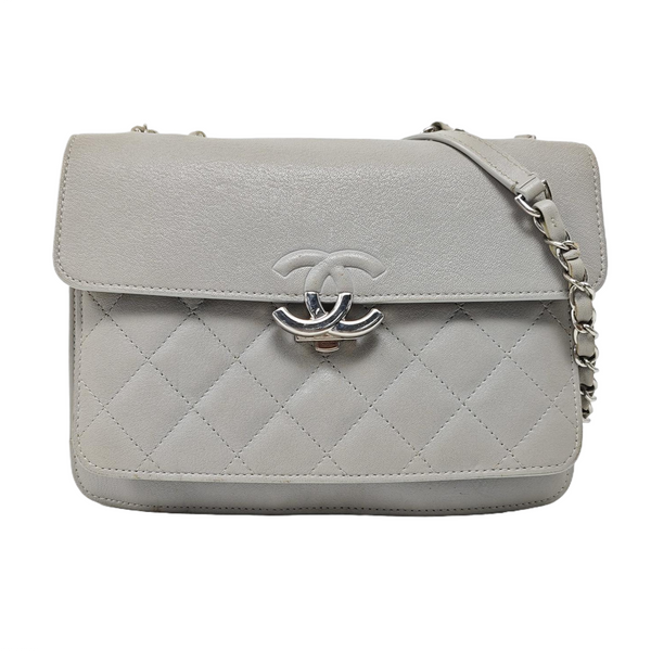 CC BOX Quilted Lambskin Gray