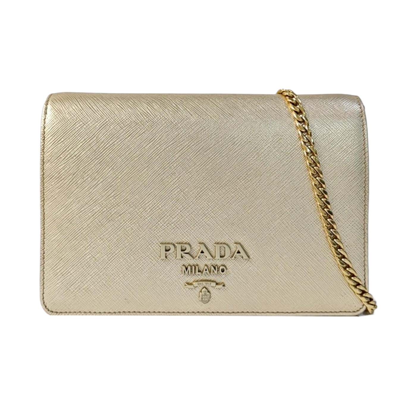 Saffiano Calfskin Shoulder Bag Gold