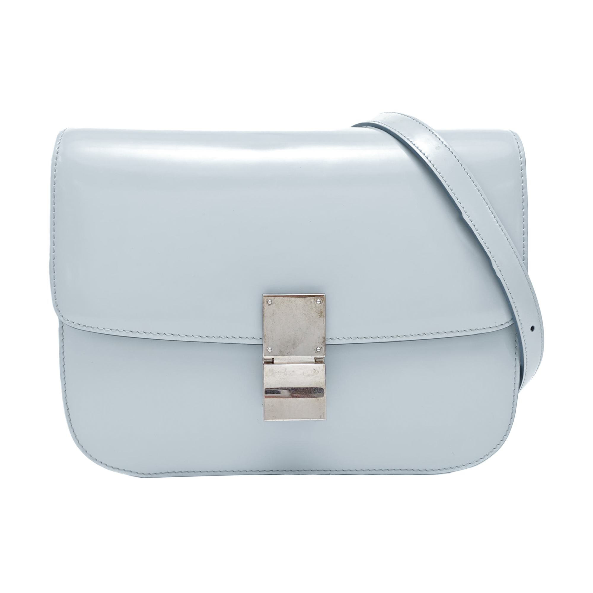 Authenticated pre-owned  CLASSIC BOX Medium Calfskin Blue - Shoulder Bag at Looply