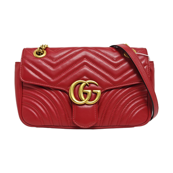 GG Marmont Medium Quilted Calfskin Red