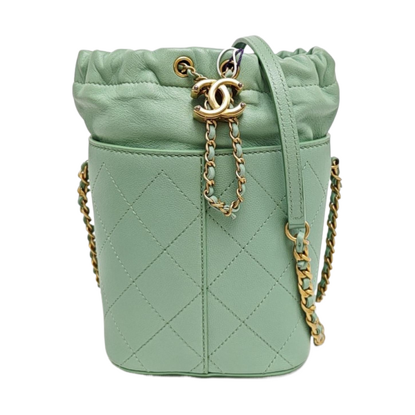 DRAWSTRING Quilted Lambskin Green