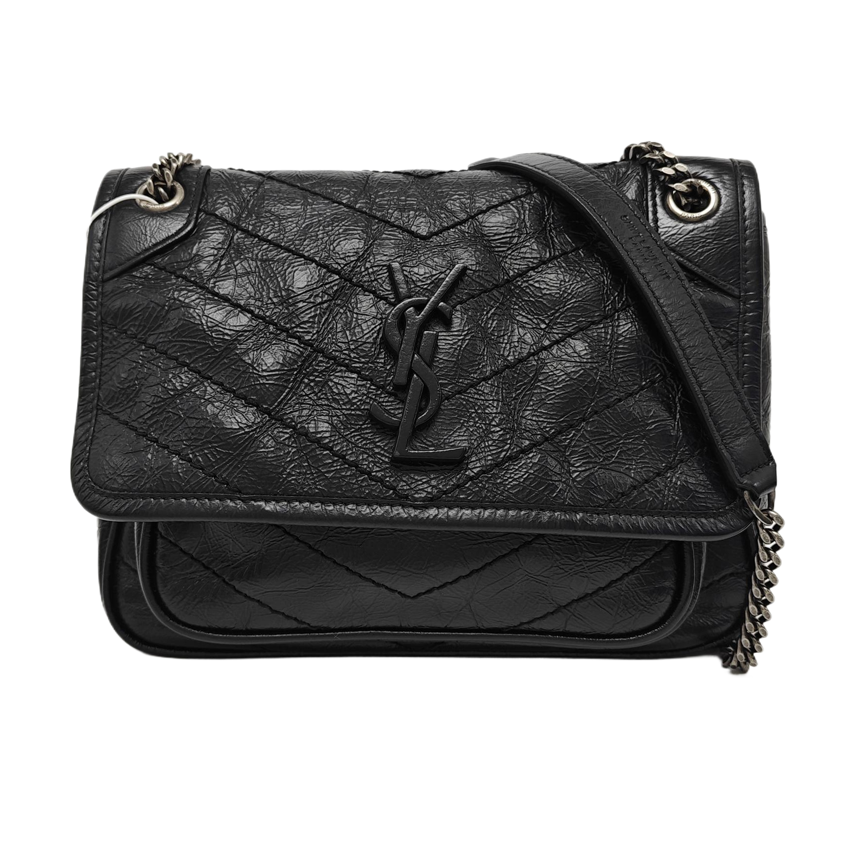 NIKI Small Chevron Calfskin Black