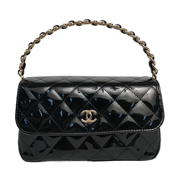 Quilted Patent Leather Black