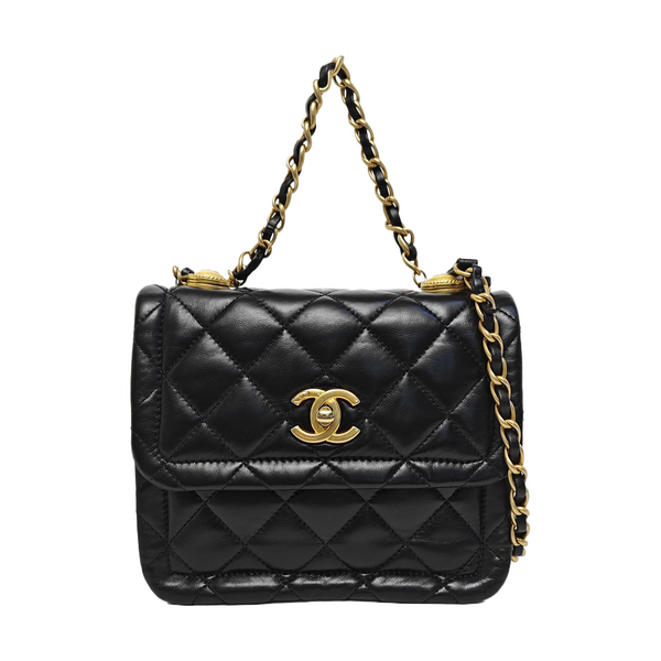 Quilted Lambskin Shoulder Bag Black