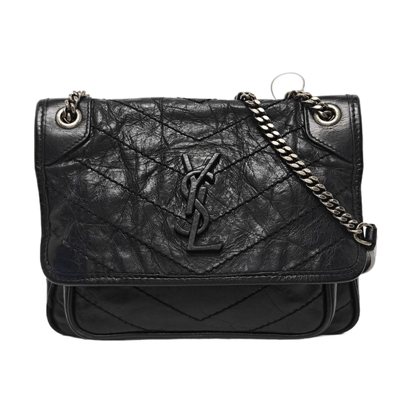 NIKI Small Chevron Calfskin Black
