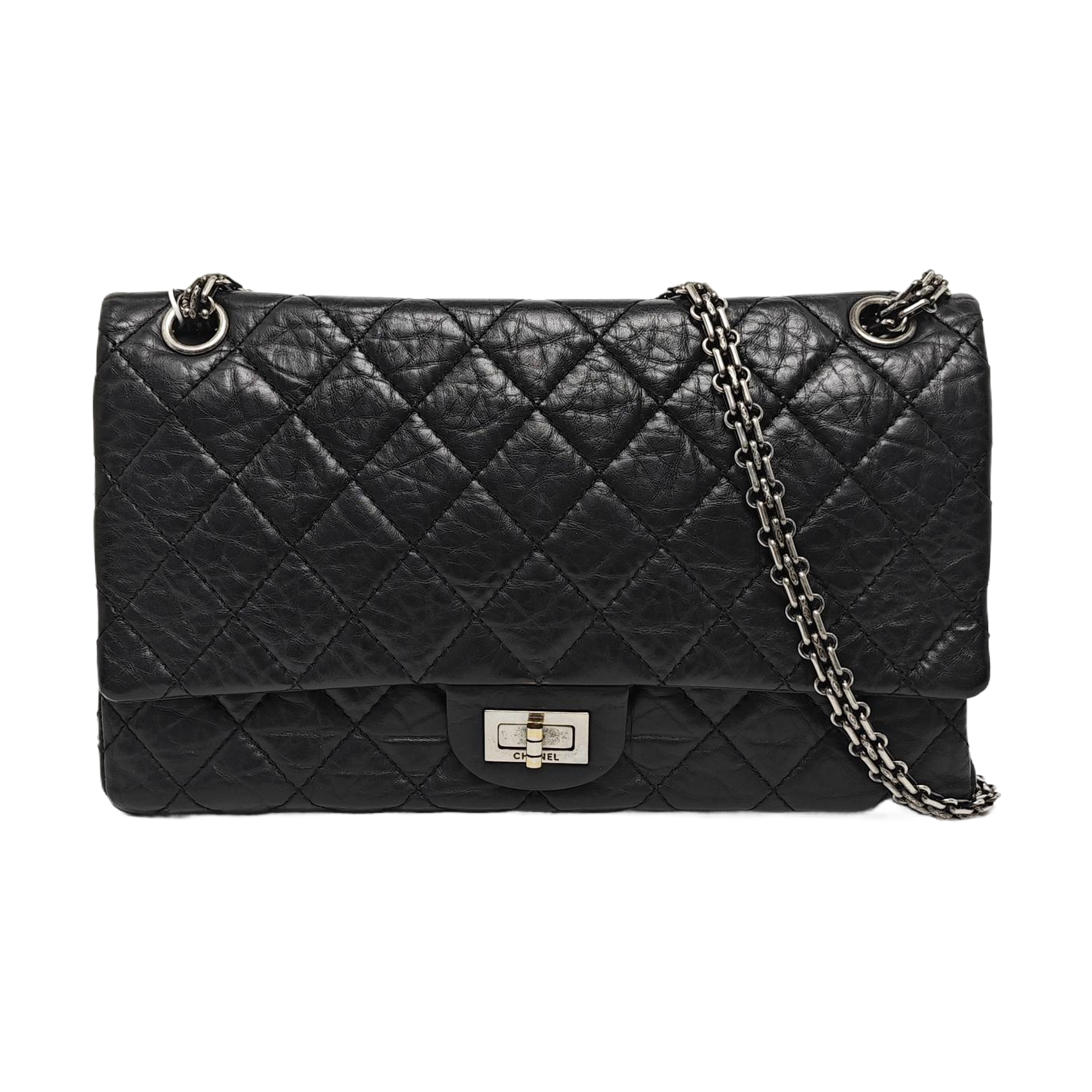 Authenticated pre-owned  2.55 227 (jumbo) Quilted Vintage Calf Black - Shoulder Bag at Looply