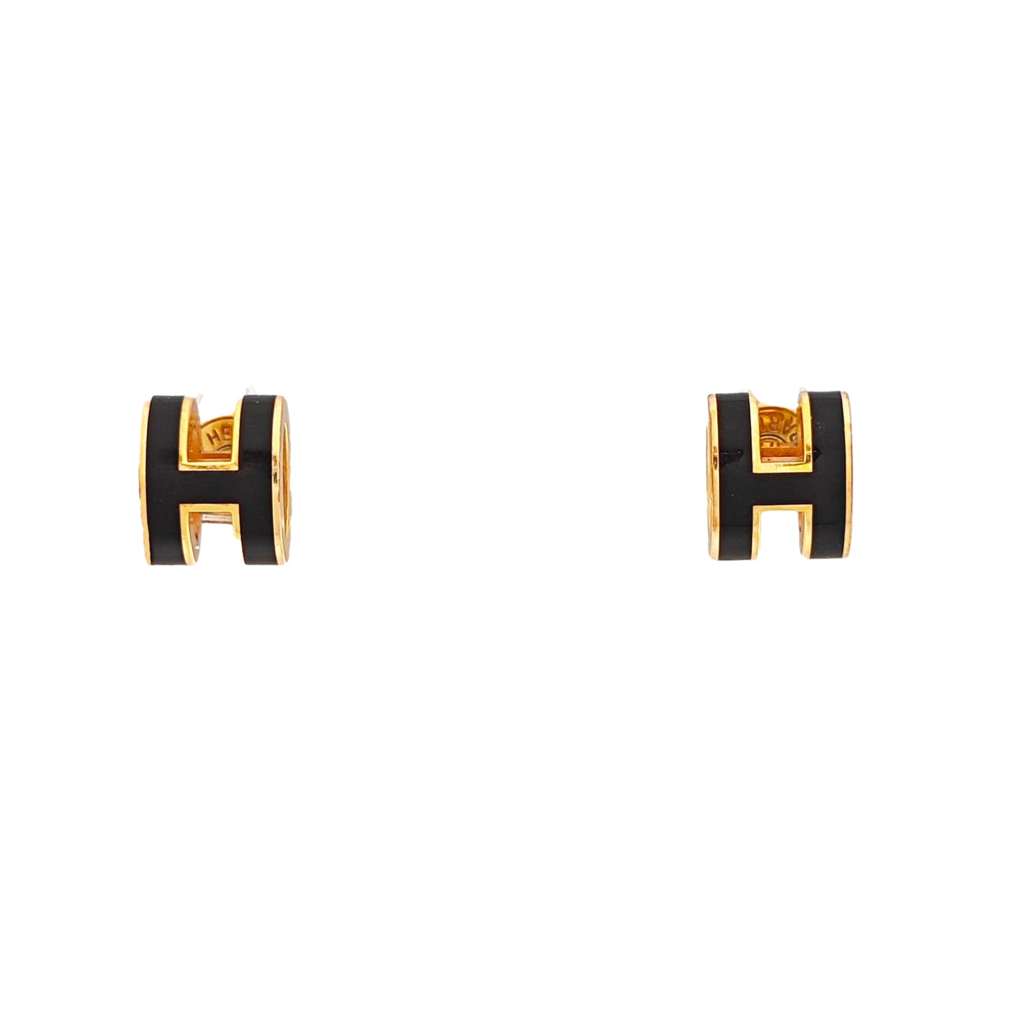 Pop H Metal Gold Stud Earrings