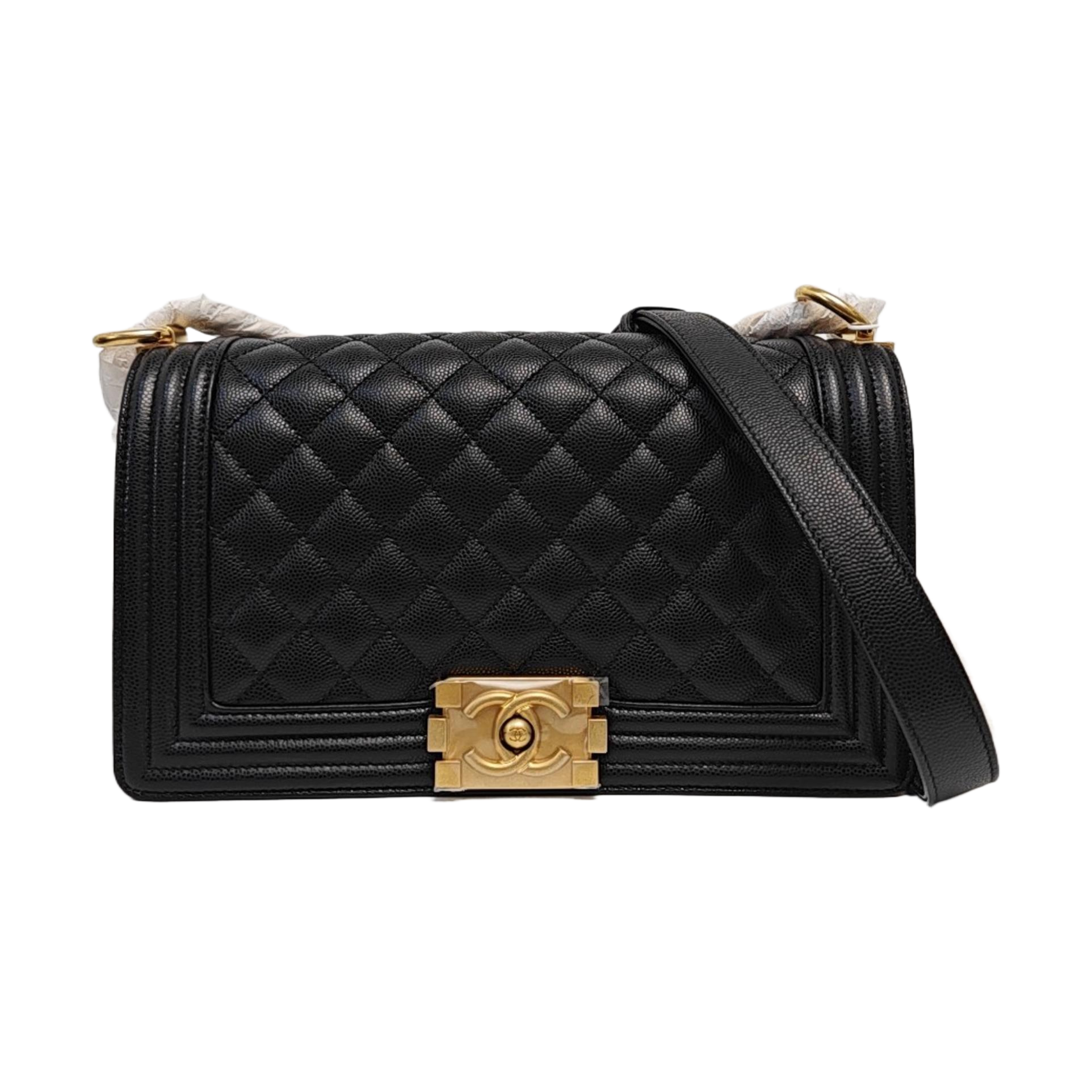 BOY CHANEL Medium Quilted Grained Calfskin Black
