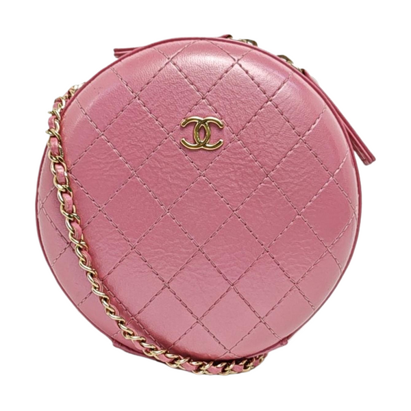 ROUND Quilted Lambskin Pink