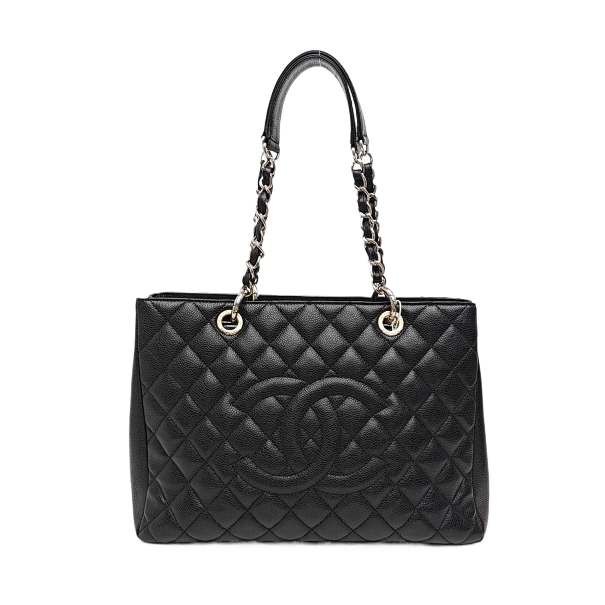 CHANEL GST Large Quilted Grained Calfskin Black
