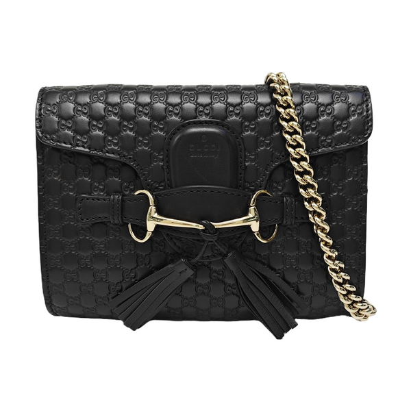 Emily Chain Mini Monogram Calfskin Black