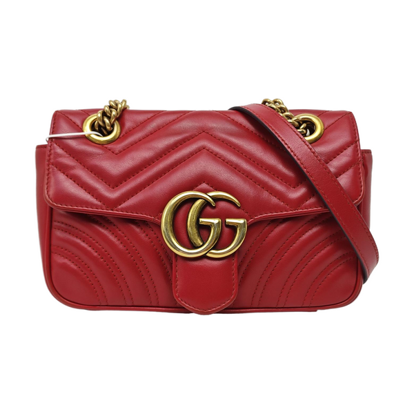 GG Marmont Small Quilted Calfskin Red
