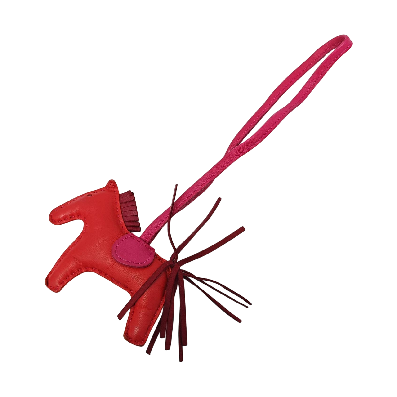 Leather Bag Charm Red