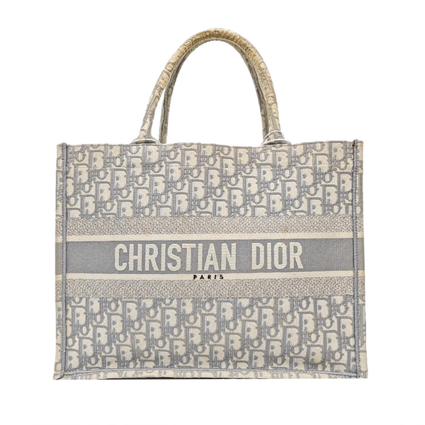 Book Tote Medium Oblique Canvas White