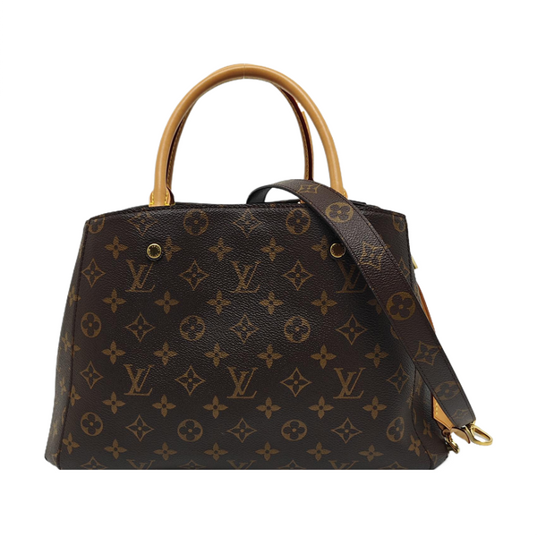 MONTAIGNE MM Monogram Coated Canvas Brown