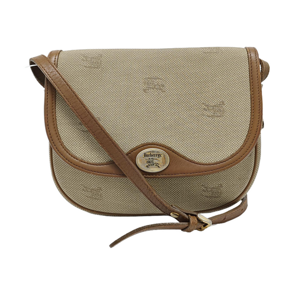 Coated Canvas Shoulder Bag Beige