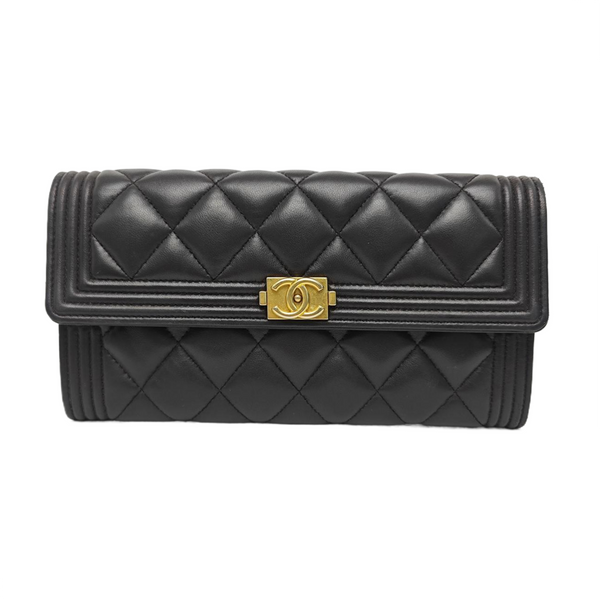 BOY CHANEL Mini Quilted Lambskin Gray Wallet