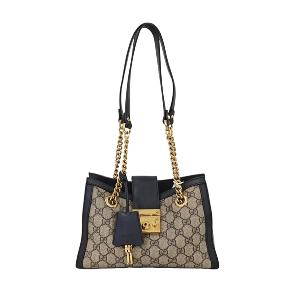 Padlock Small Monogram Coated Canvas Beige
