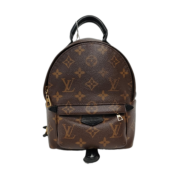 Authenticated pre-owned  PALM SPRINGS Mini Monogram Coated Canvas Brown - Backpack at Looply