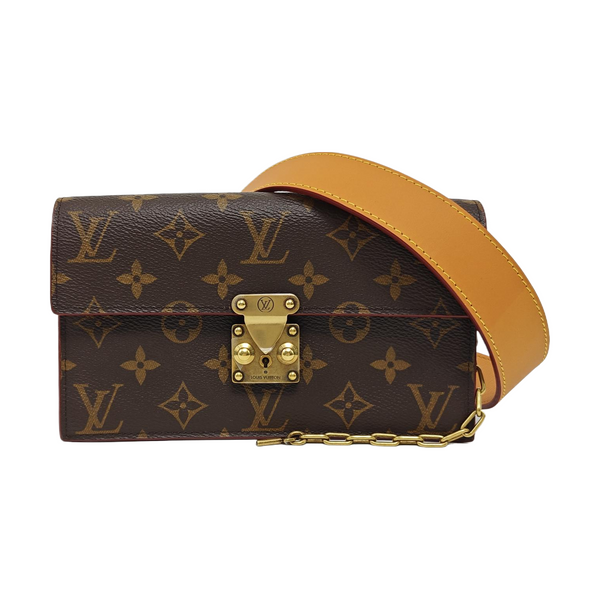 S LOCK Monogram Coated Canvas Brown