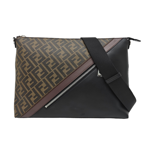 Coated Canvas Shoulder Bag Brown