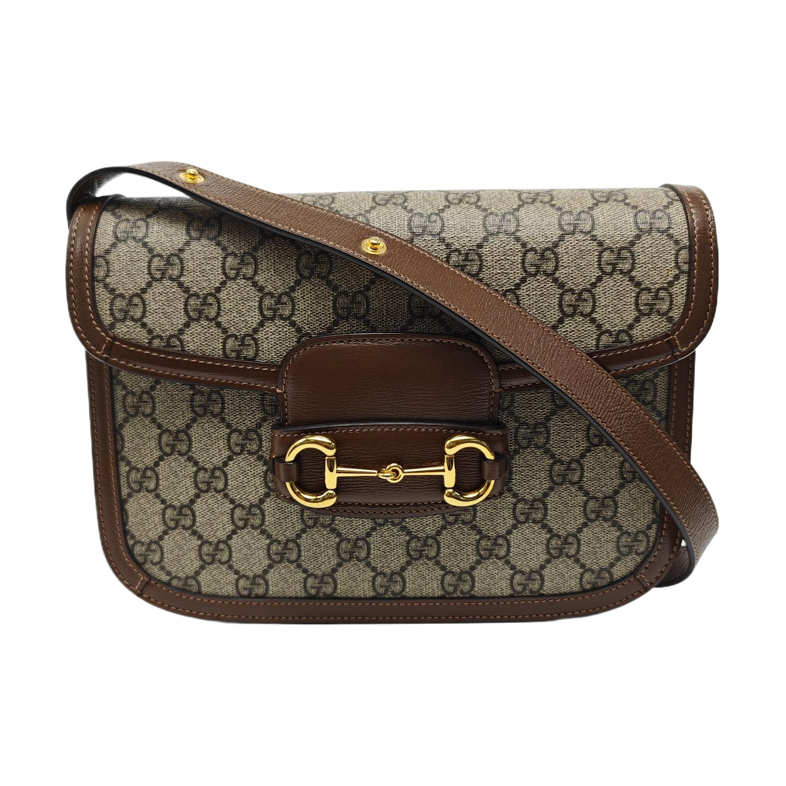 Horsebit 1955 Medium Monogram Coated Canvas Beige