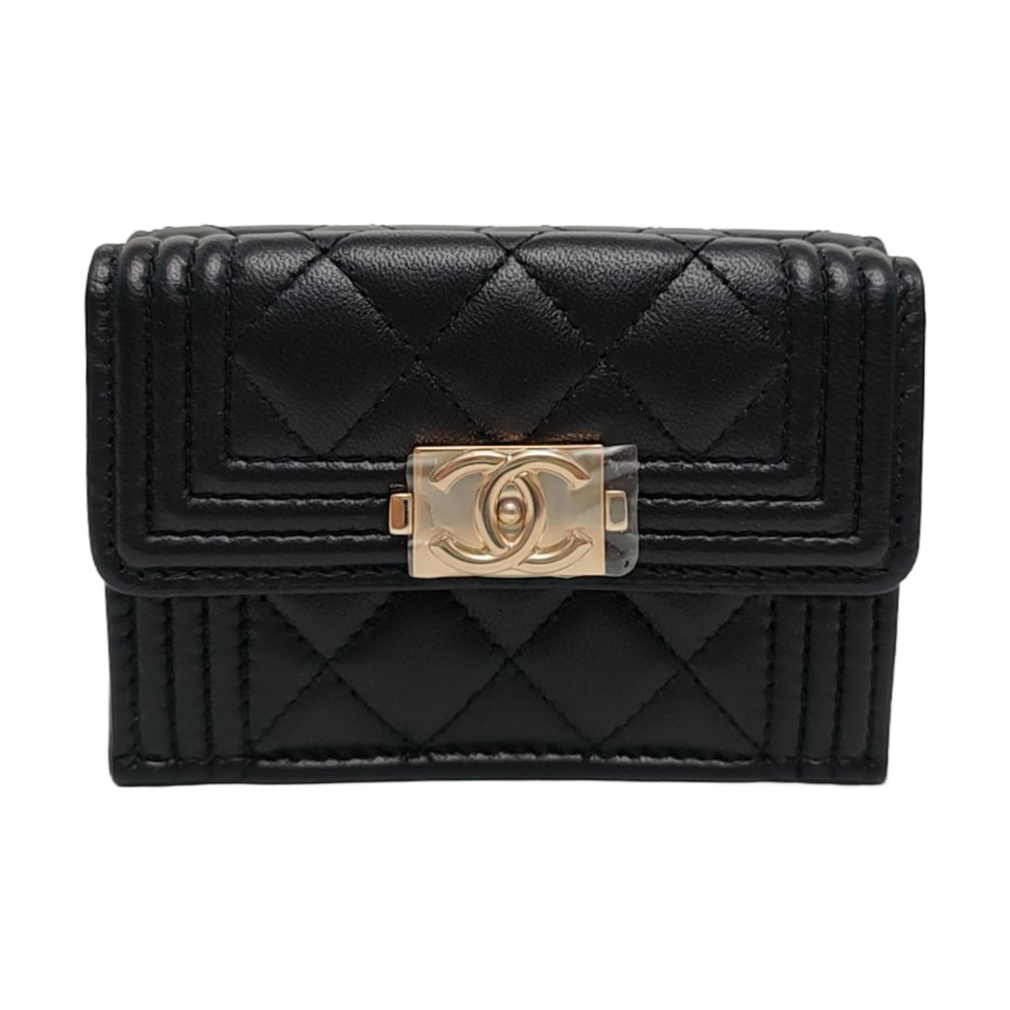 Authenticated pre-owned  BOY CHANEL Quilted Lambskin Black Wallet - Wallet at Looply