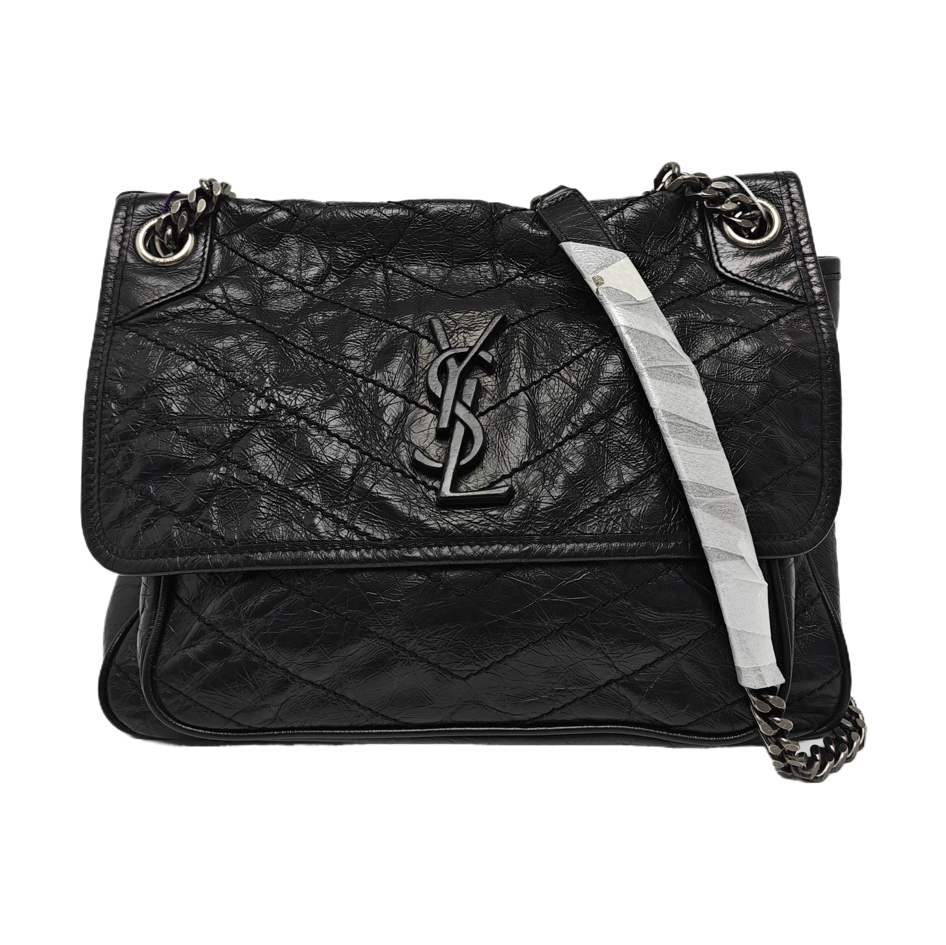 NIKI Medium Chevron Calfskin Black