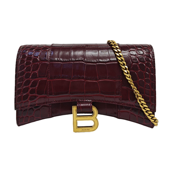 Hourglass Wallet On Chain Mini Calfskin Red