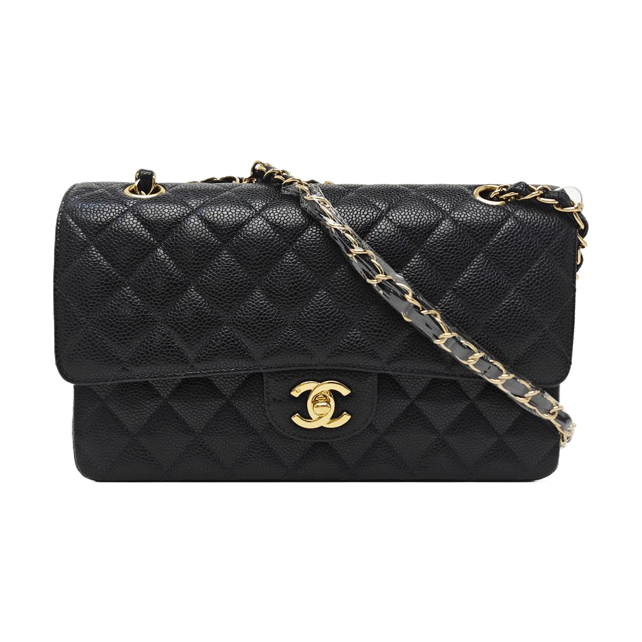 CLASSIC FLAP Medium Quilted Grained Calfskin Black