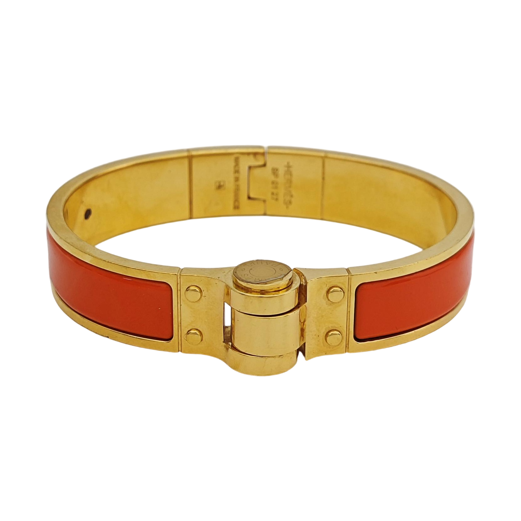 Enamel Hinged Bracelet Metal Gold Bangle