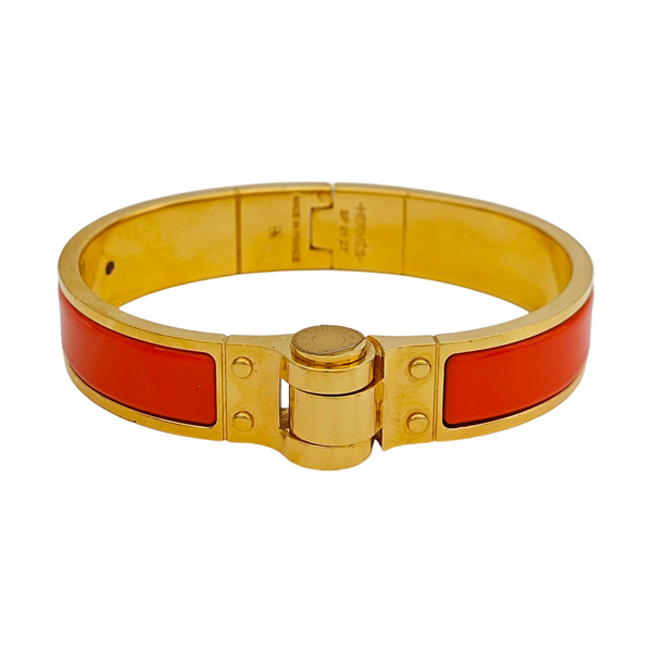 Enamel Hinged Bracelet Metal Gold Bangle
