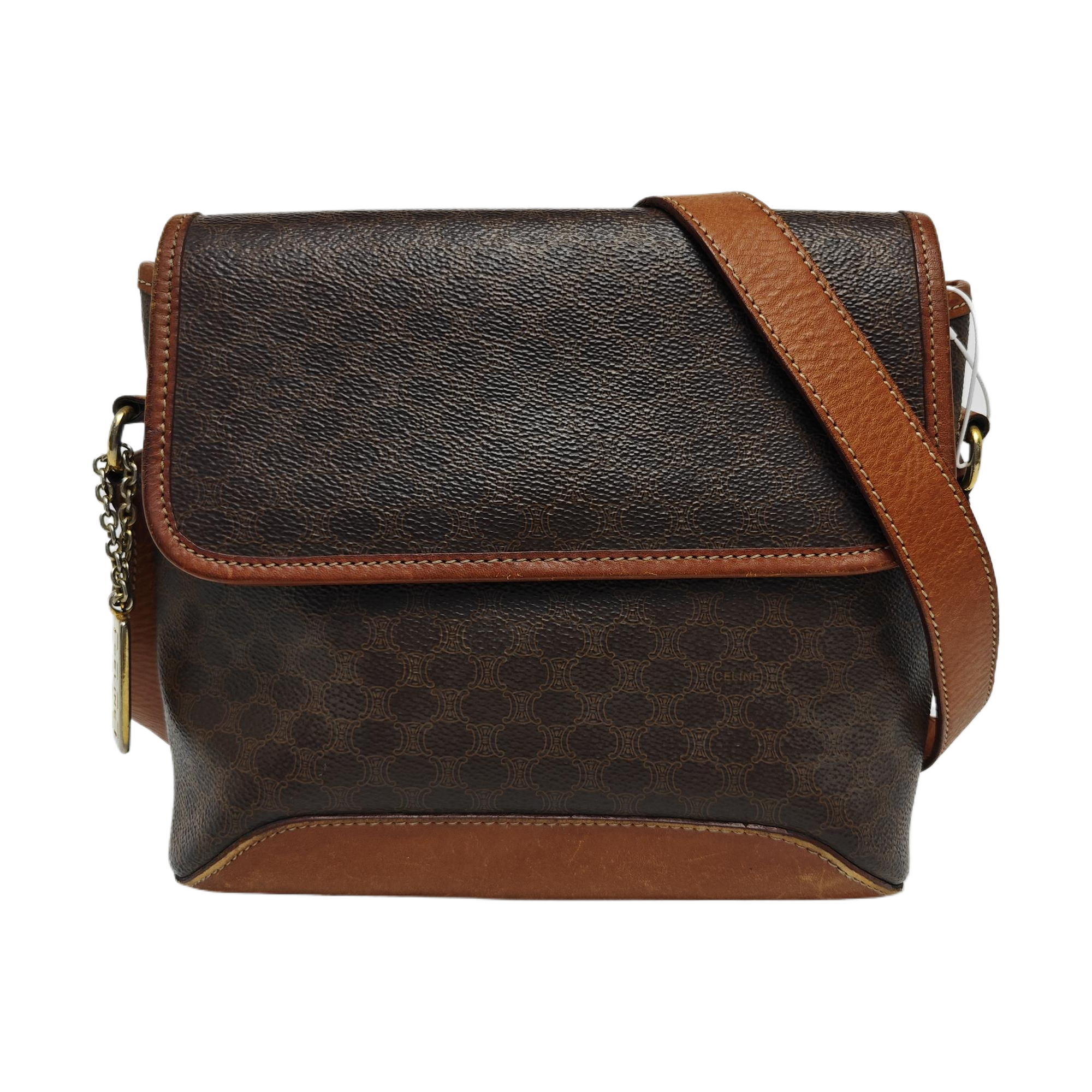 Coated Canvas Shoulder Bag Brown