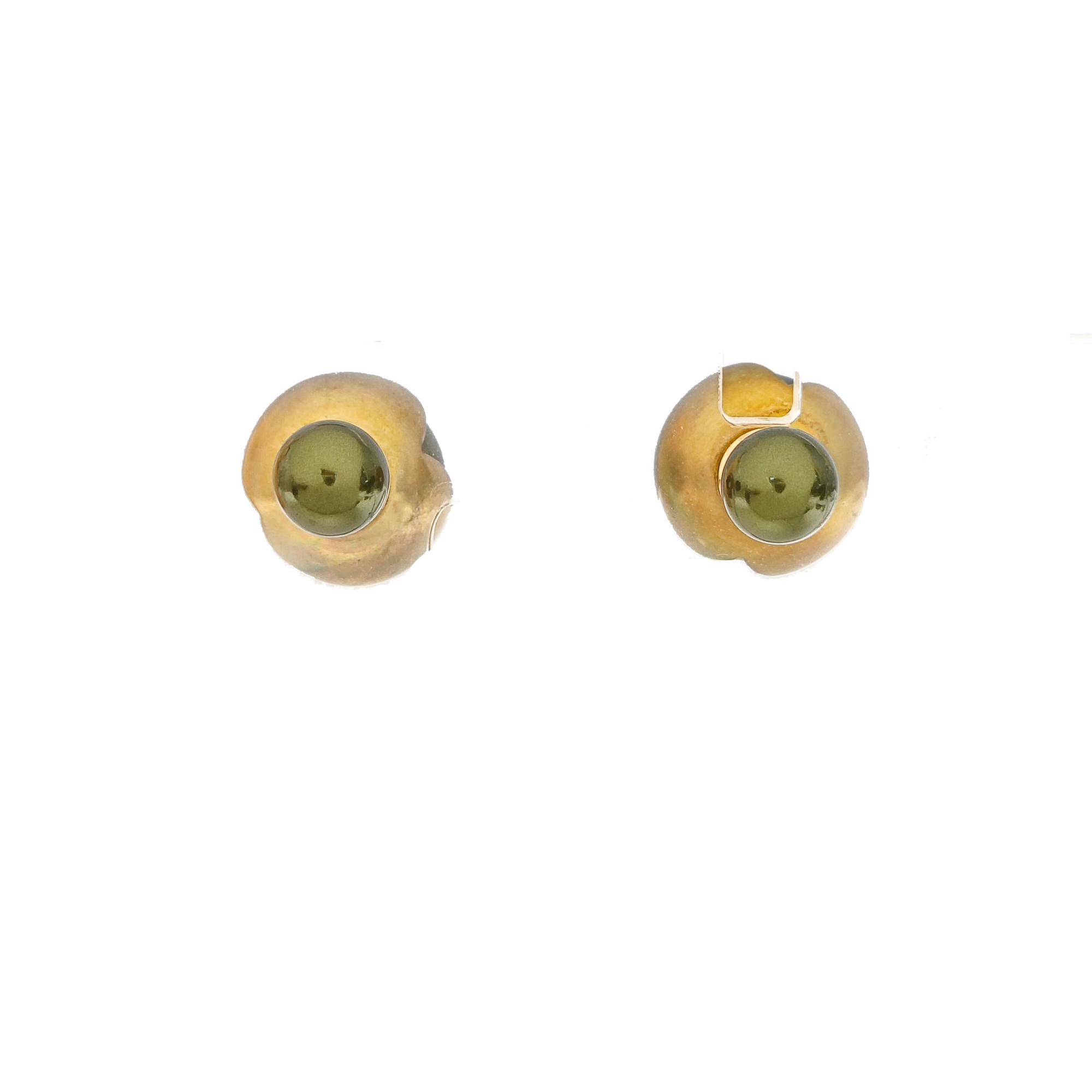 Metal Green Stud Earrings