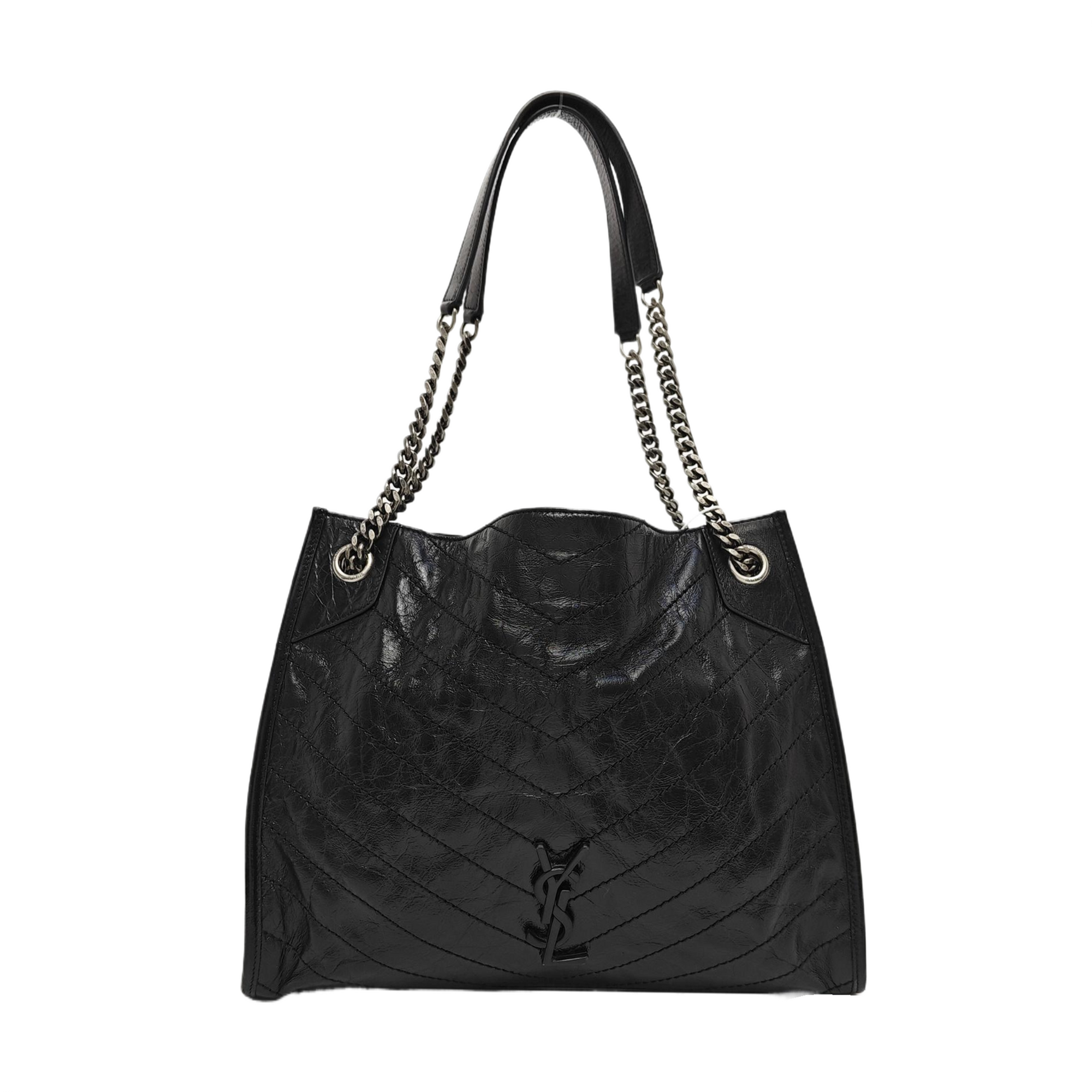 NIKI Medium Chevron Calfskin Black