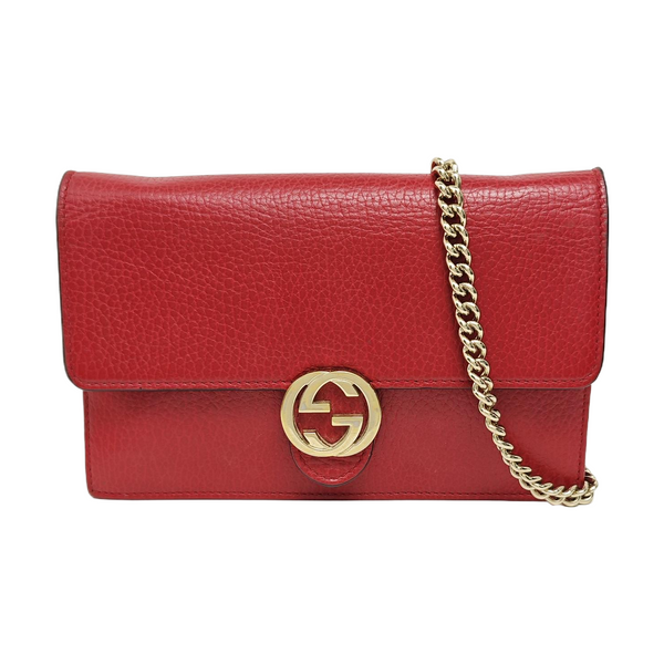 Interlocking G Small Calfskin Red