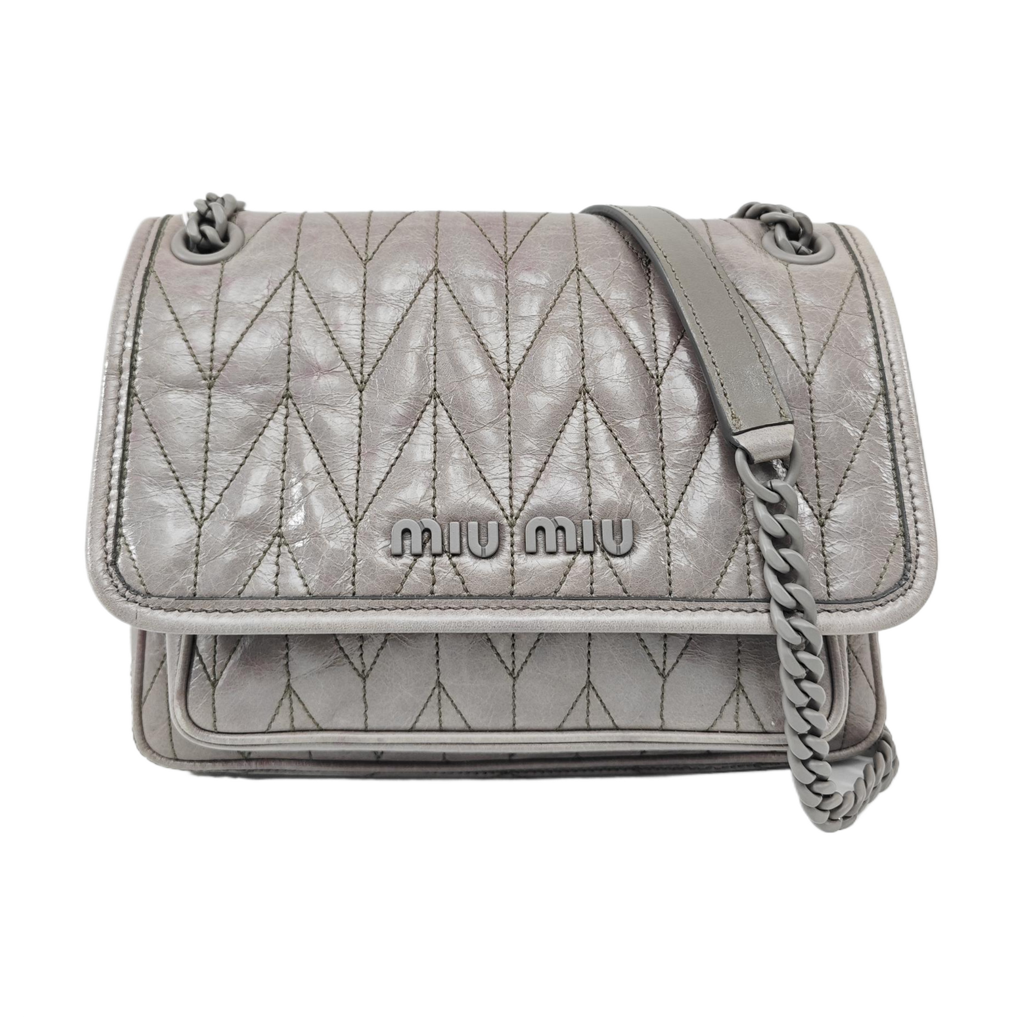 Quilted Calfskin Shoulder Bag Gray