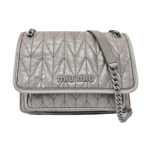 Quilted Calfskin Shoulder Bag Gray