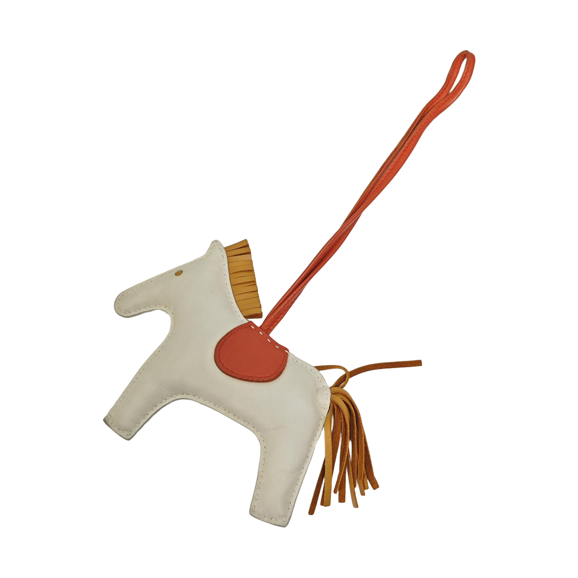 Leather Bag Charm White