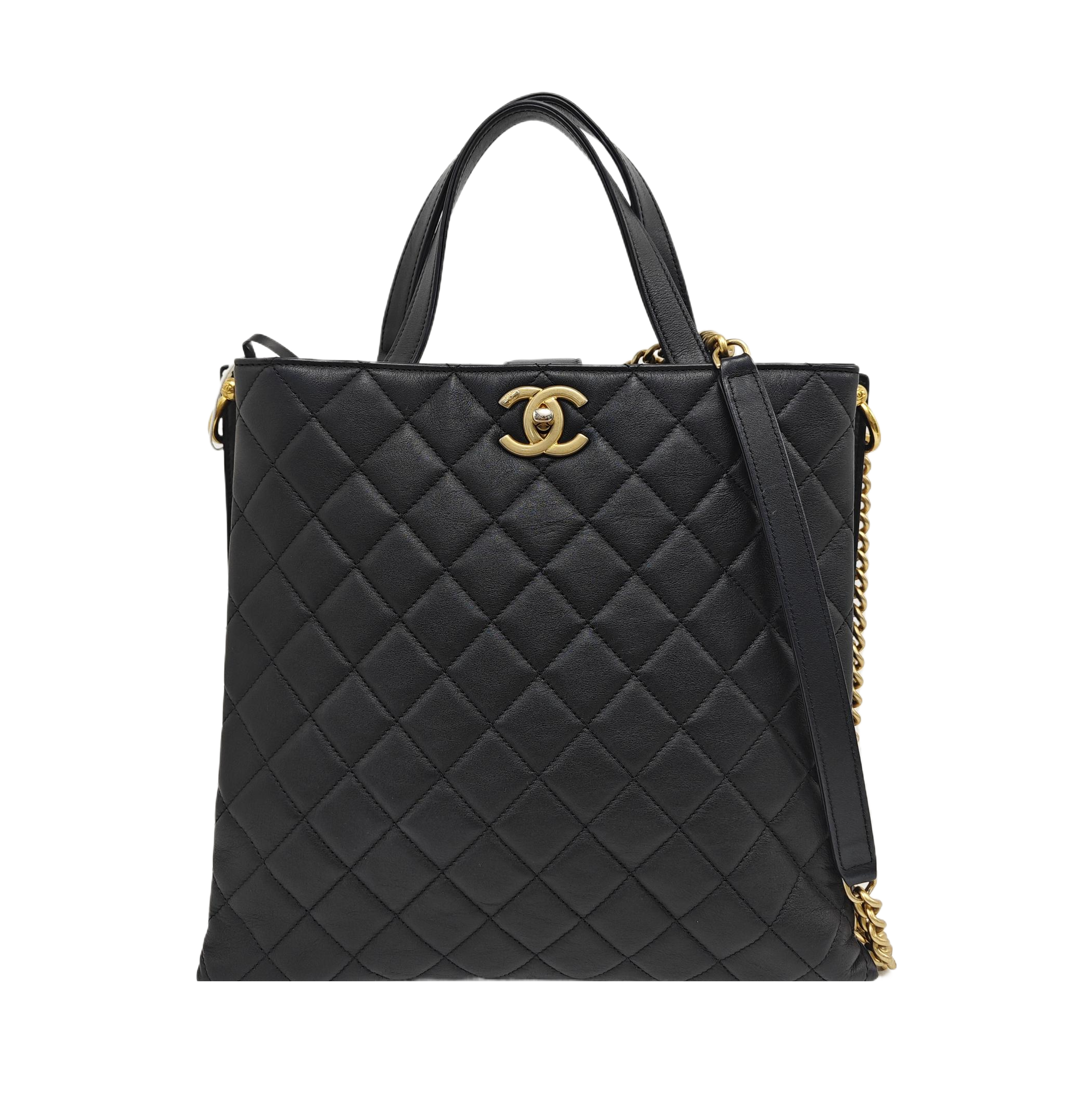 Quilted Calfskin Tote Bag Black