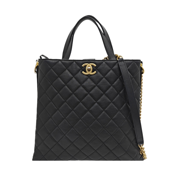 Quilted Calfskin Tote Bag Black