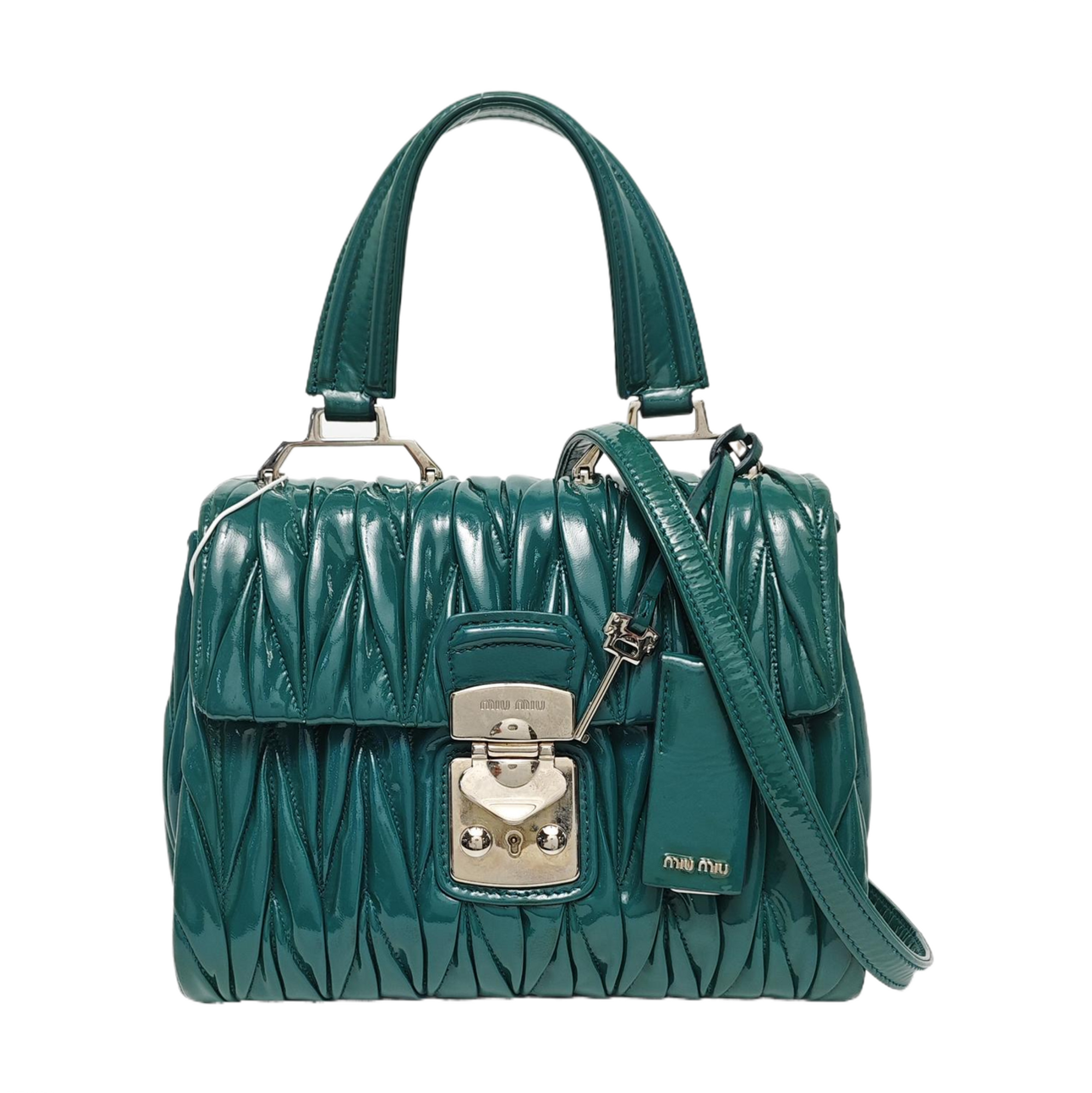 Quilted Patent Leather Shoulder Bag Green