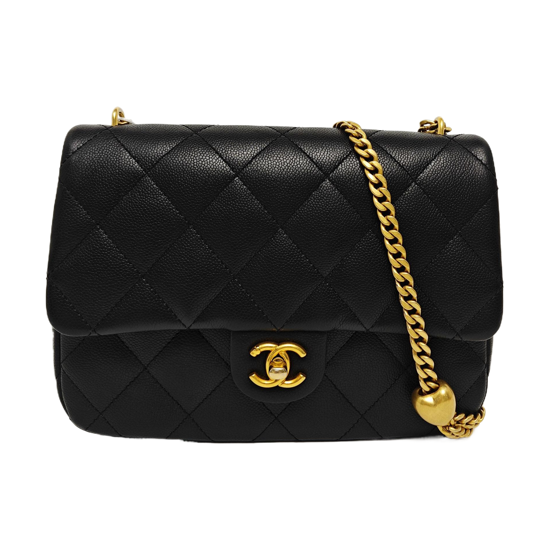 23P Large Quilted Grained Calfskin Black