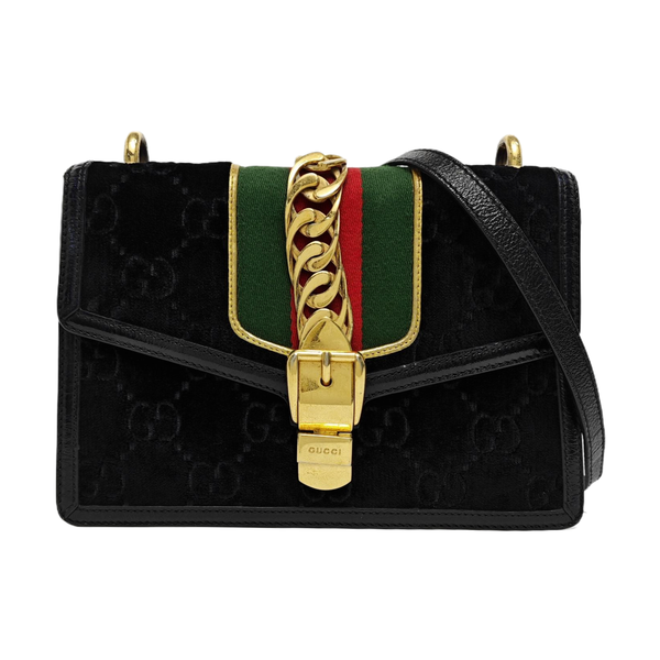 Sylvie Small Monogram Velvet Black