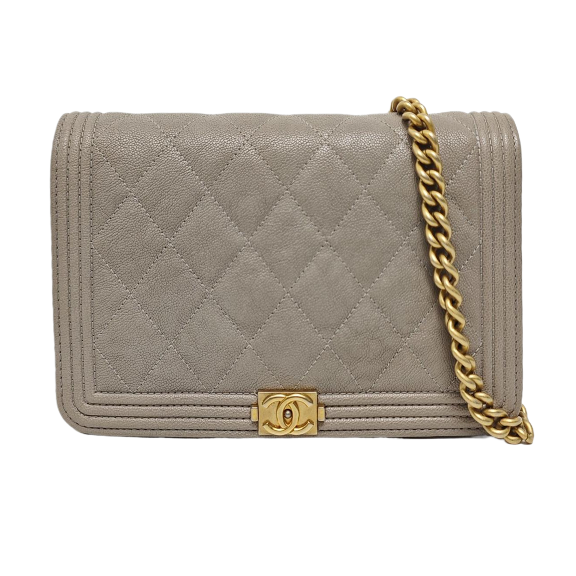 Authenticated pre-owned  BOY CHANEL WOC Quilted Grained Calfskin Grey - Shoulder Bag at Looply