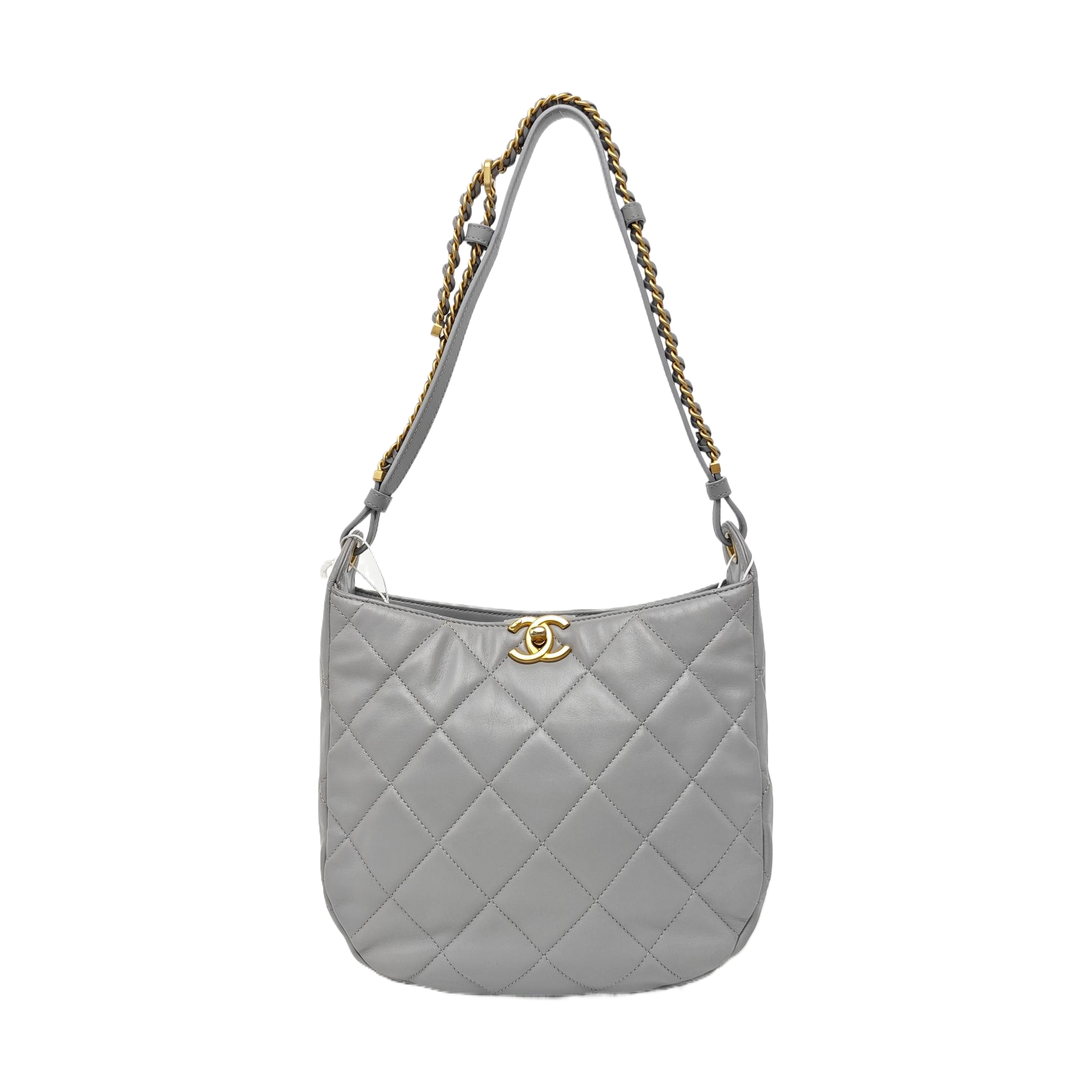 Quilted Lambskin Shoulder Bag Gray
