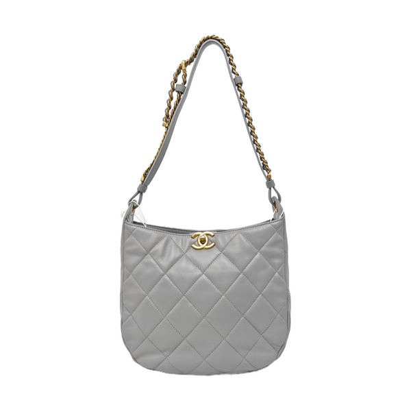 Quilted Lambskin Shoulder Bag Gray