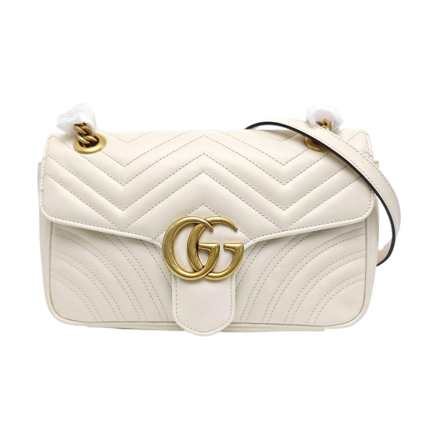 GG Marmont Medium Quilted Calfskin White