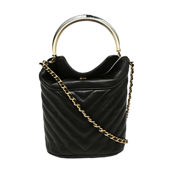 Quilted Calfskin Bucket Bag Black
